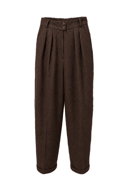 1980s Brown Cotton Trousers - Front View