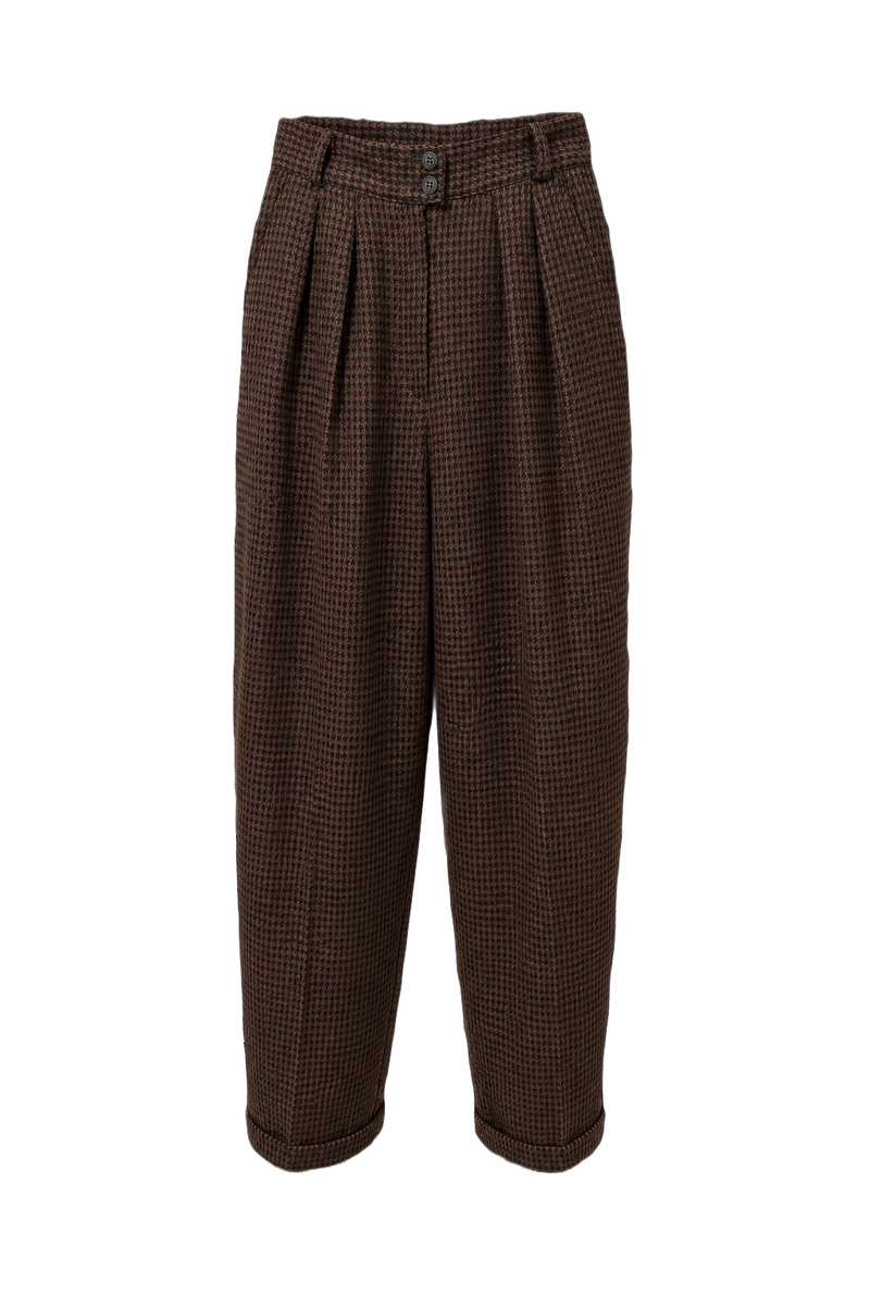 1980s Brown Cotton Trousers - Front View