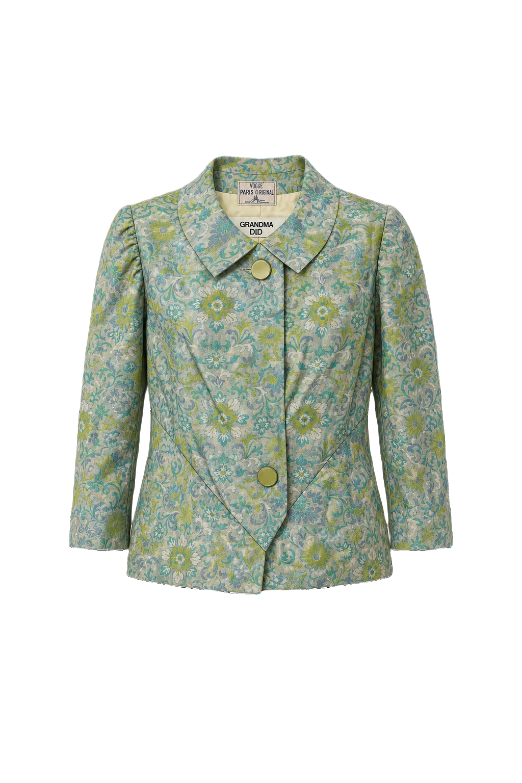 1960s Green Silk Jacket - Front View