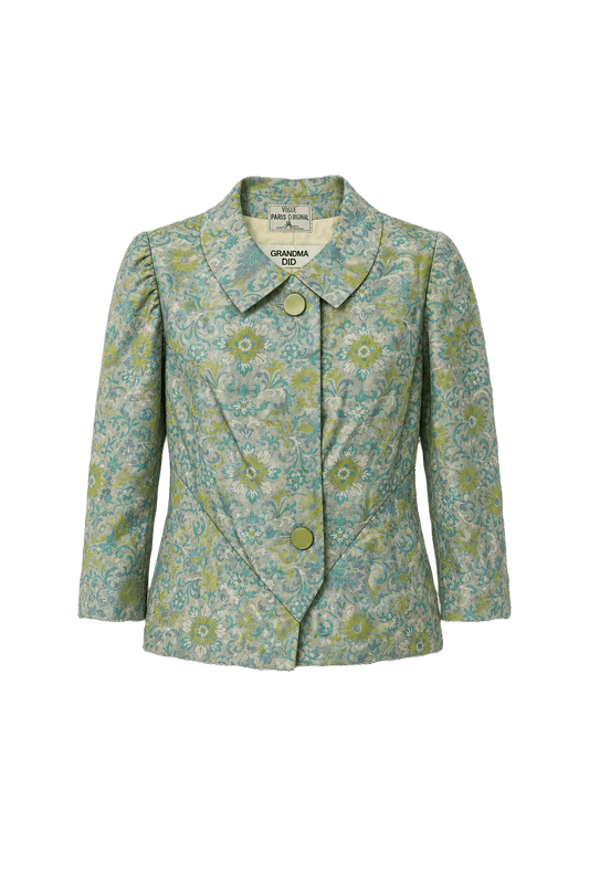 1960s Green Silk Jacket - Front View