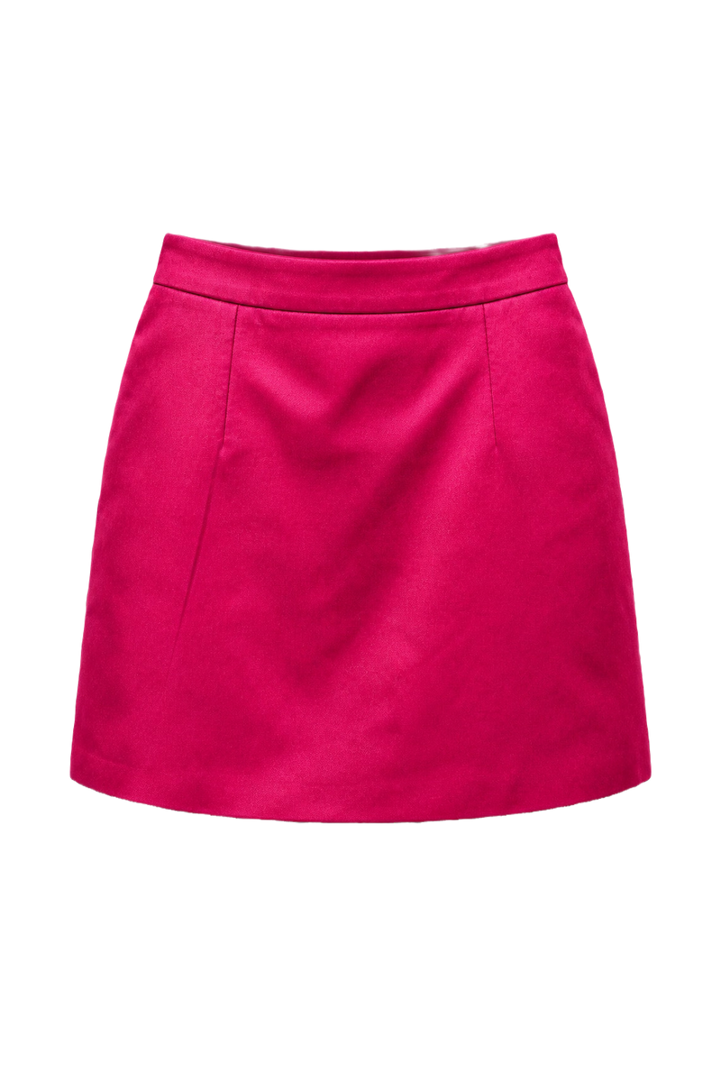 1990s Fuchsia Polyester Skirt - Front View