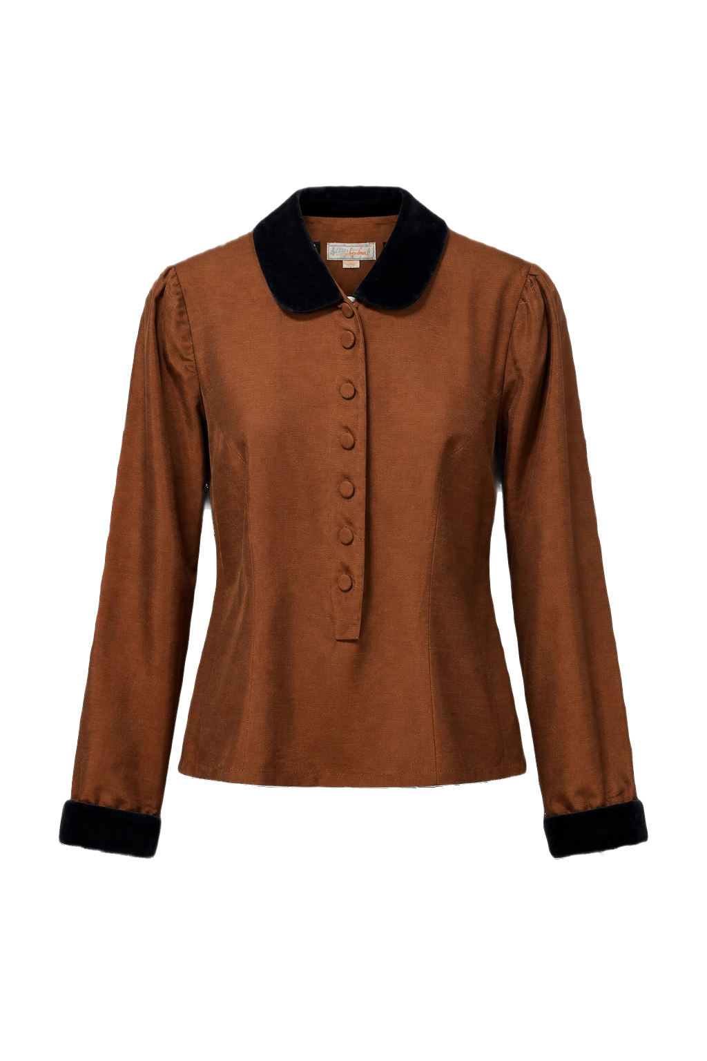 1980s Rusty Brown Silk Blouse - Front View