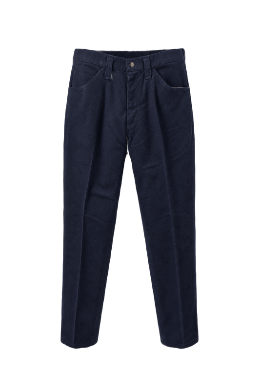 1980s Navy Blue Cotton Pants - Front View