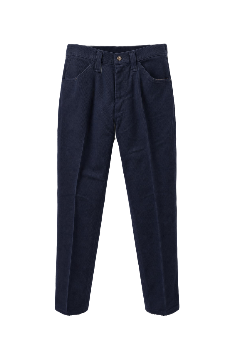 1980s Navy Blue Cotton Pants - Front View