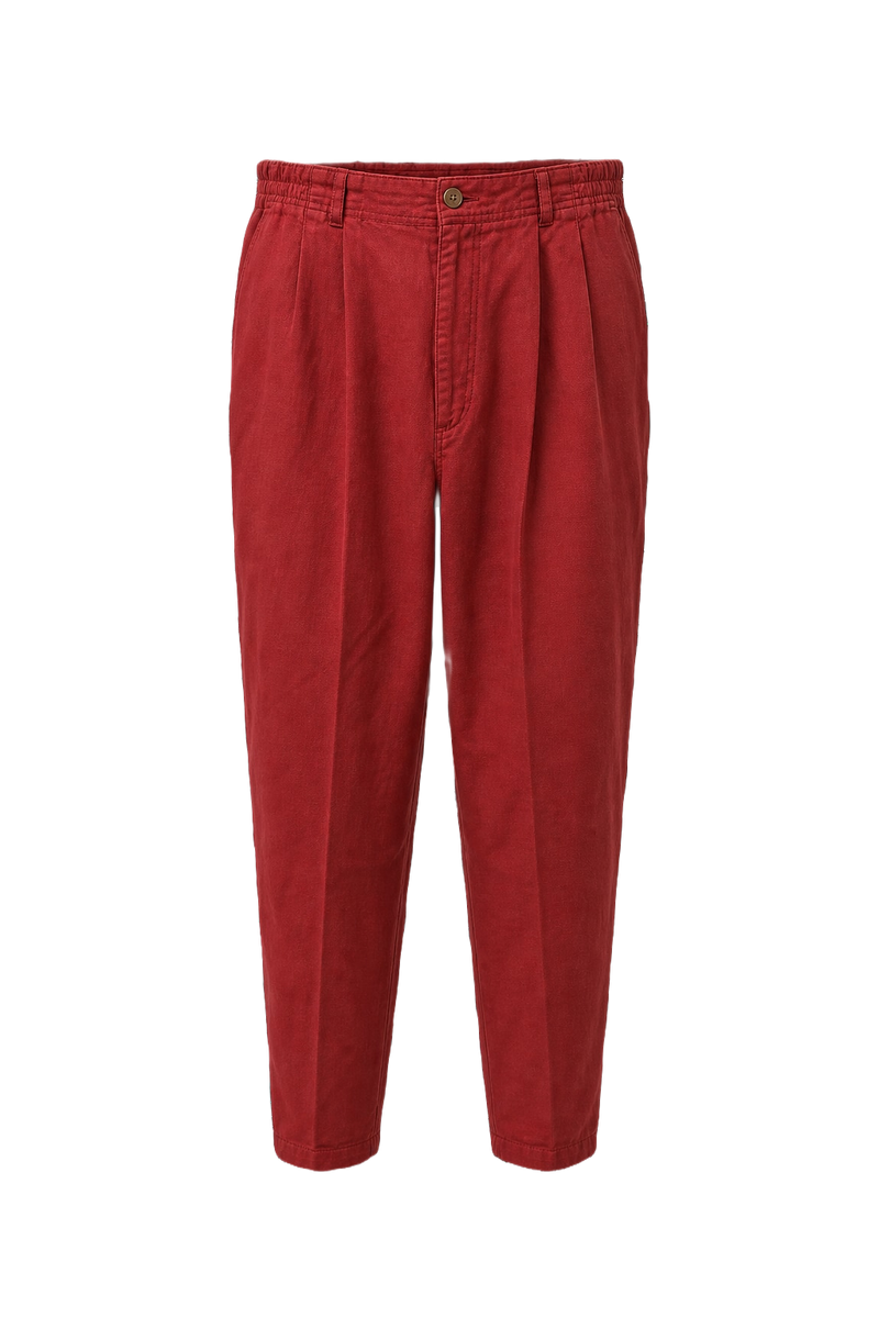 1980s Deep Red Cotton Pants - Front View