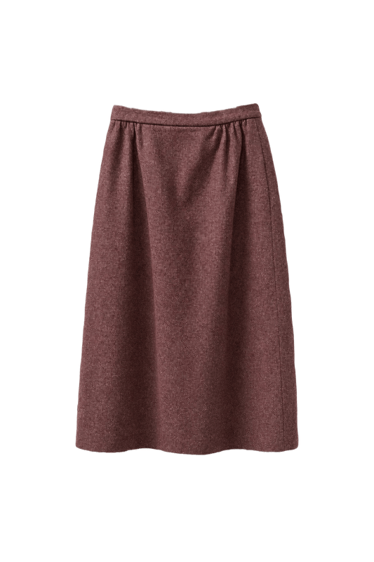 1970s Dusty Rose Pink Wool Skirt - Front View