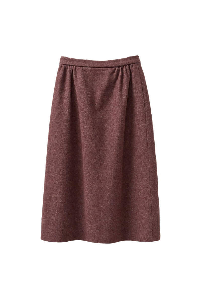 1970s Dusty Rose Pink Wool Skirt - Front View