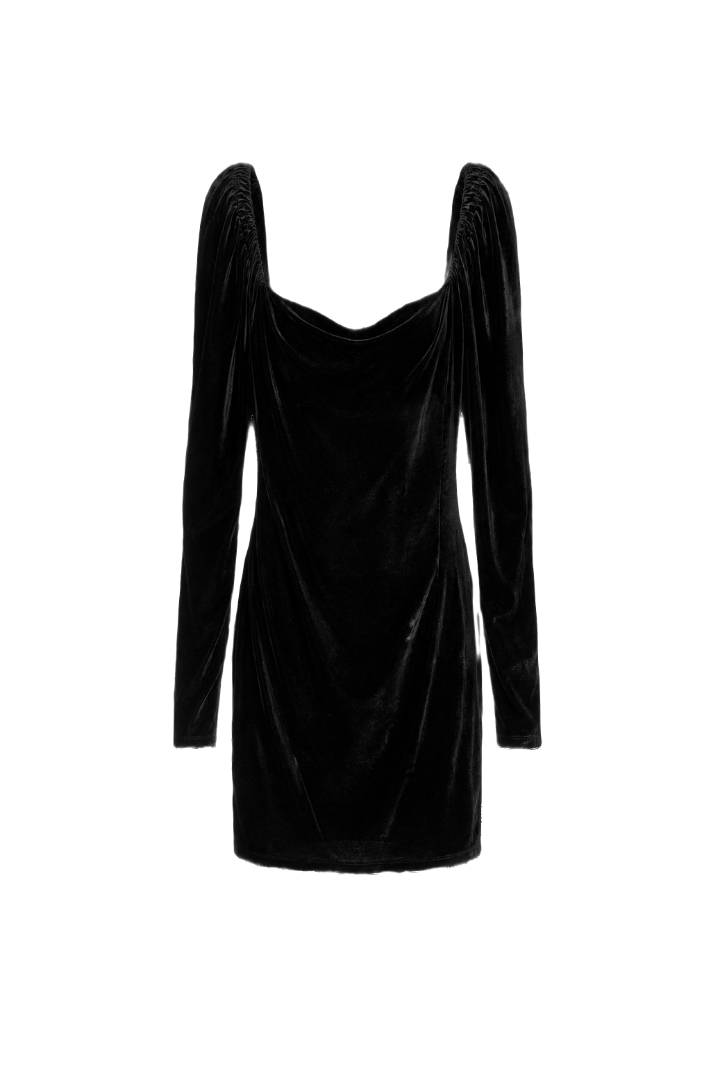 1980s Black Velvet Mini Dress - Front View