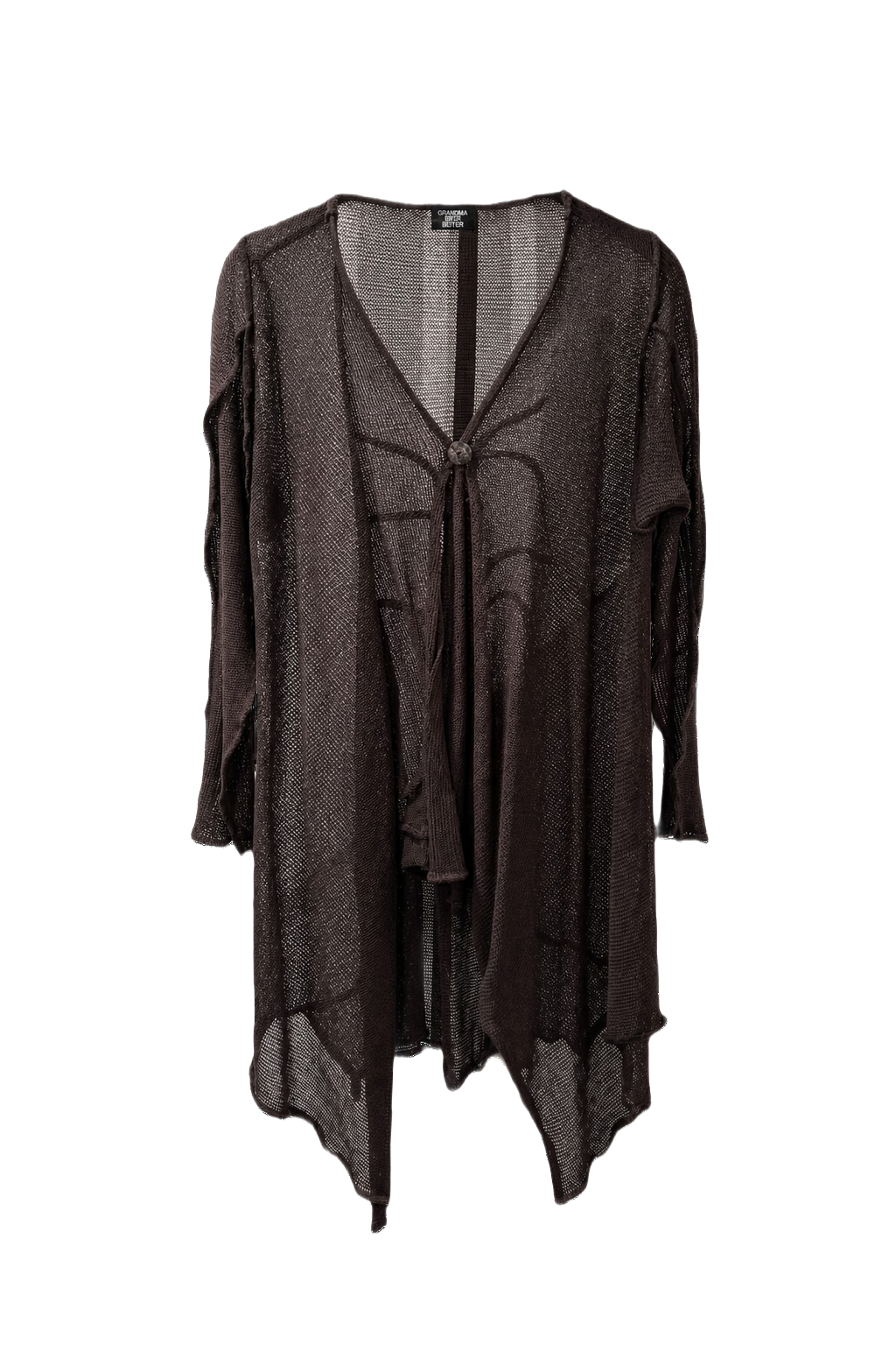 1990s Dark Brown Polyester Cardigan - Front View