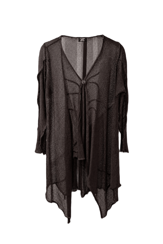 1990s Dark Brown Polyester Cardigan - Front View