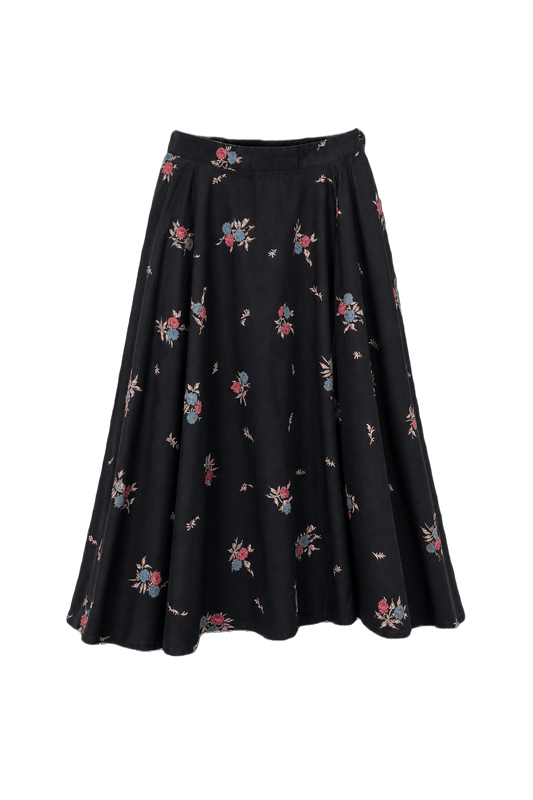 1950s Black Wool Skirt - Front View