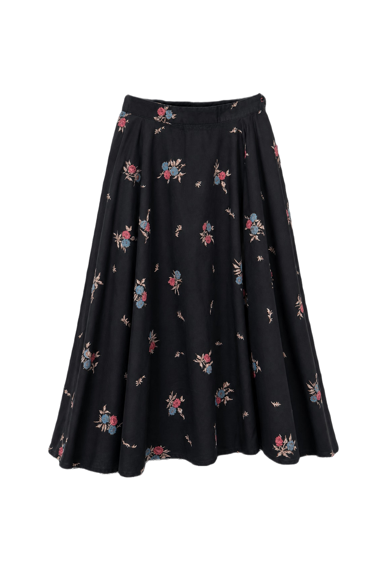 1950s Black Wool Skirt - Front View