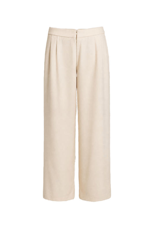 1980s Cream Cotton Blend Pants - Front View