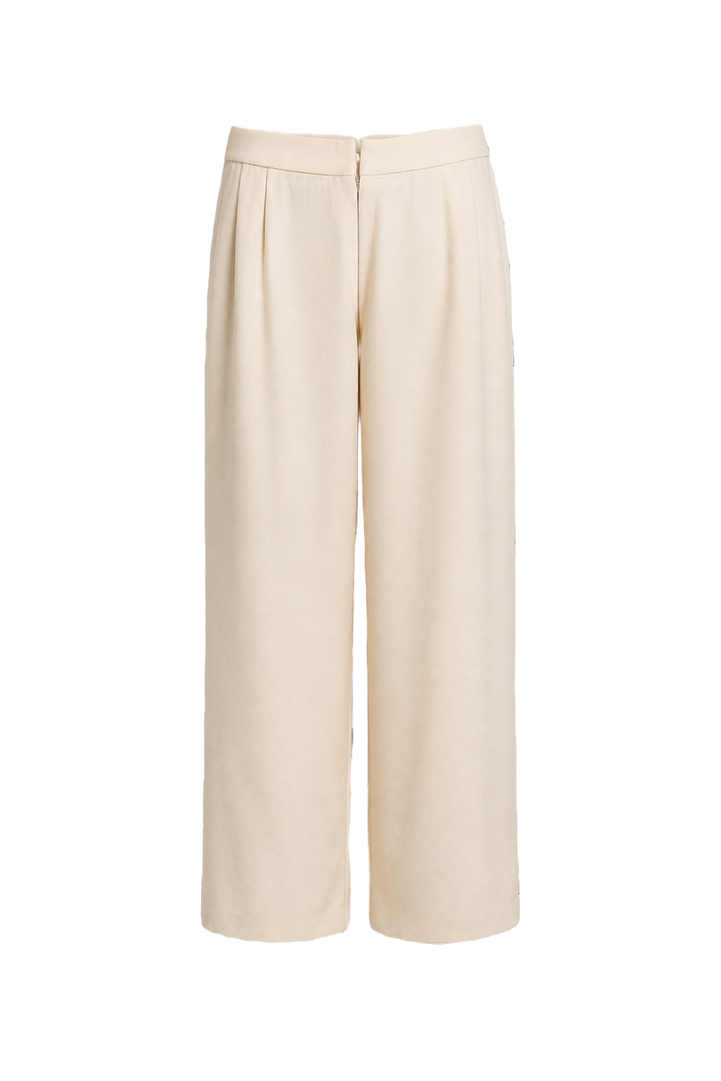 1980s Cream Cotton Blend Pants - Front View