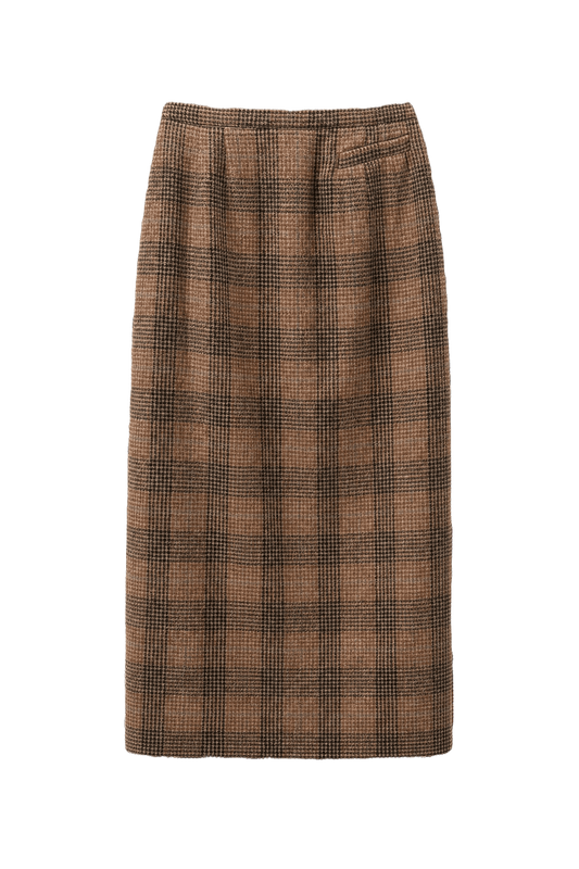 1960s Brown Wool Skirt - Front View
