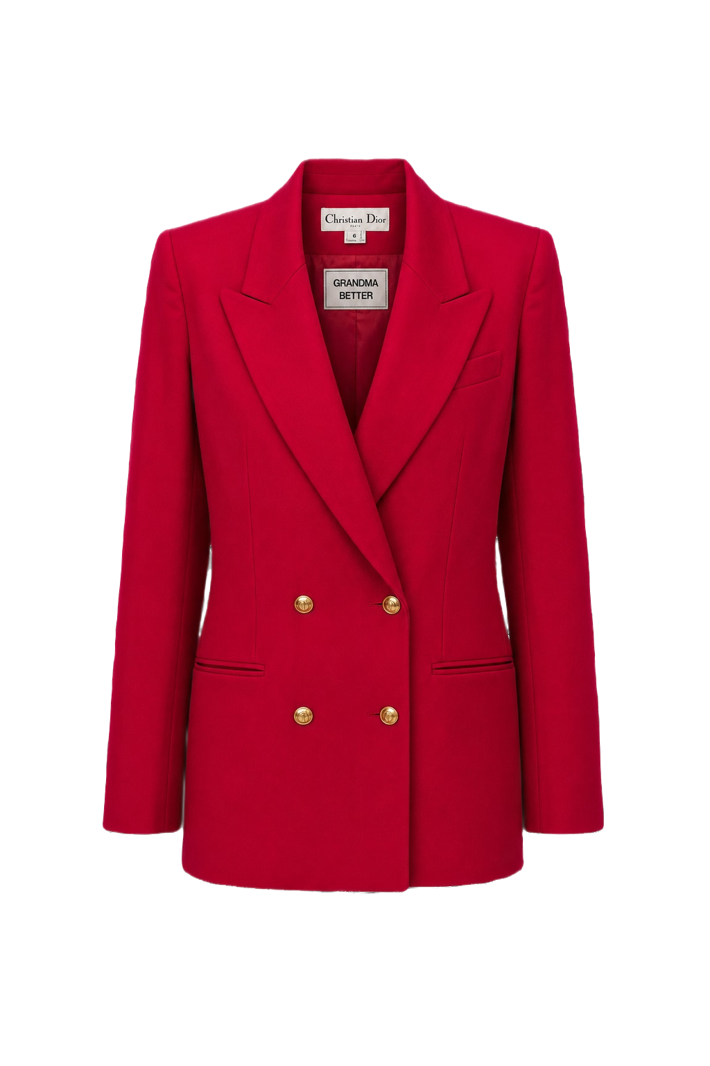 1980s Bright Red Wool Blazer - Front View