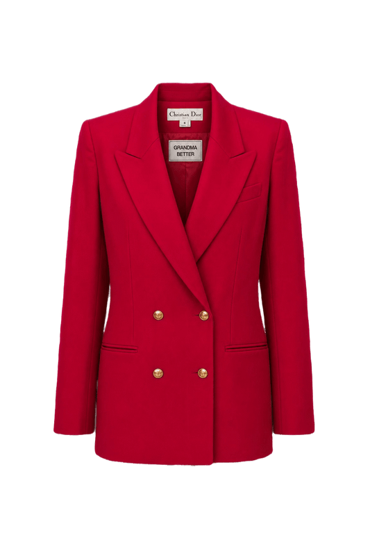 1980s Bright Red Wool Blazer - Front View
