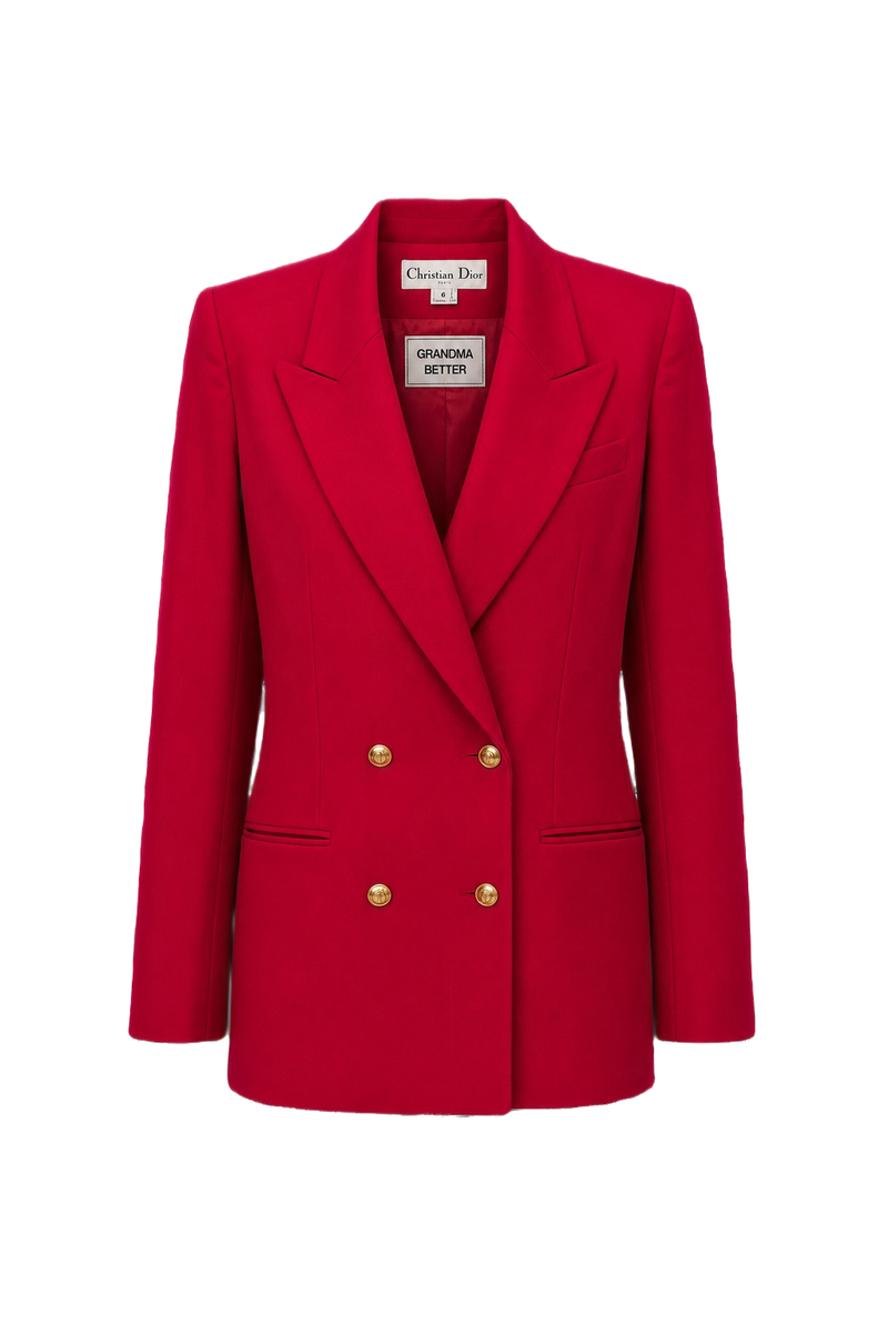 1980s Bright Red Wool Blazer - Front View