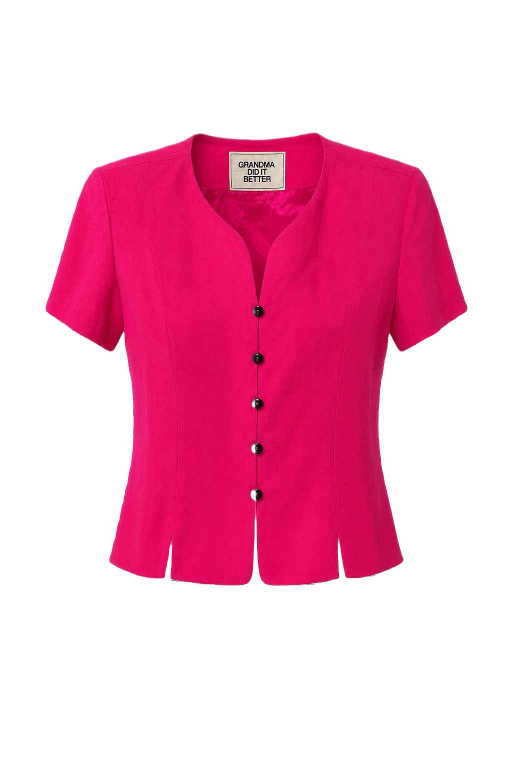 1980s Fuchsia Cotton Blend Blouse - Front View