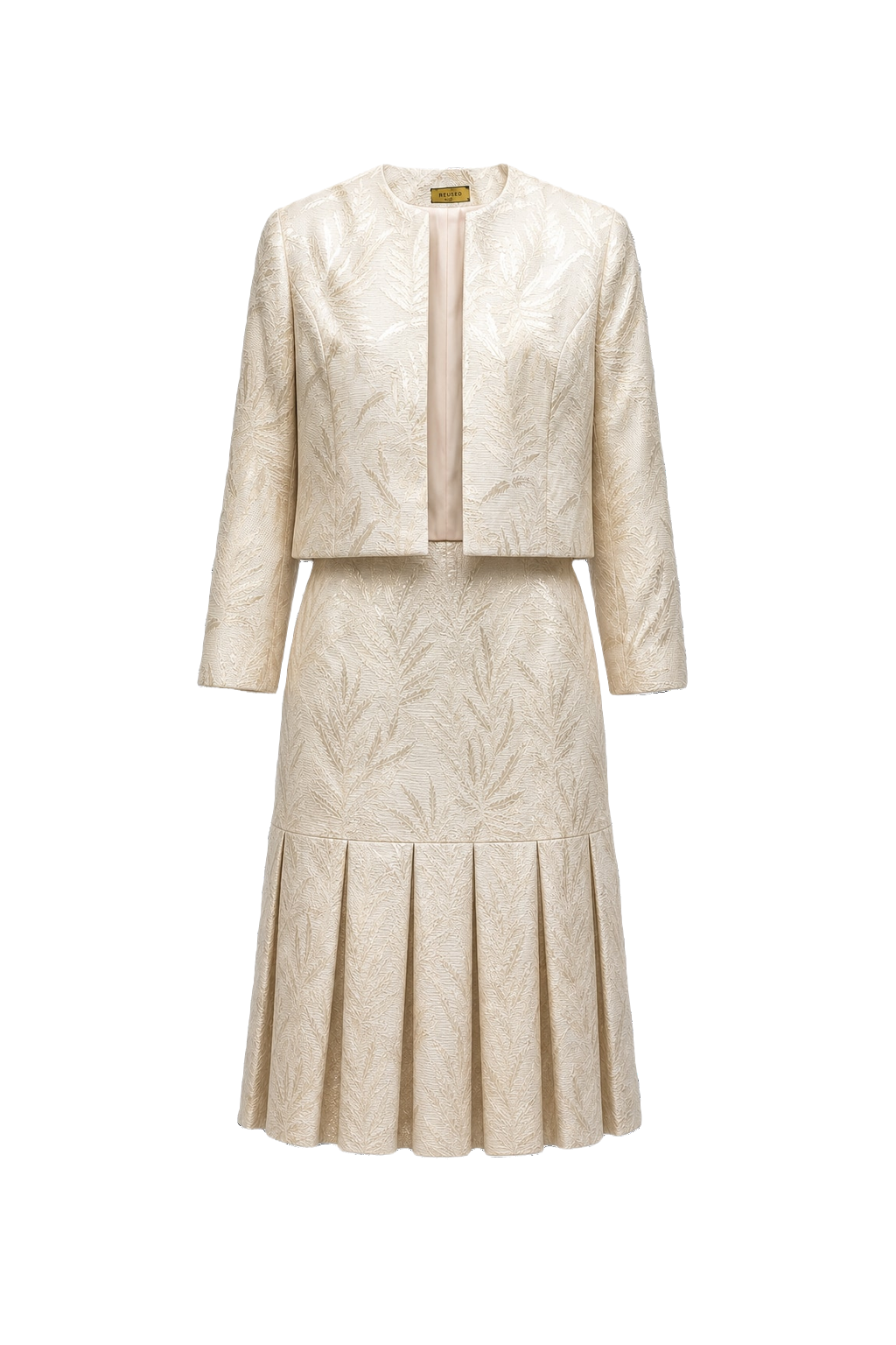 1980s Cream Brocade Set - Front View