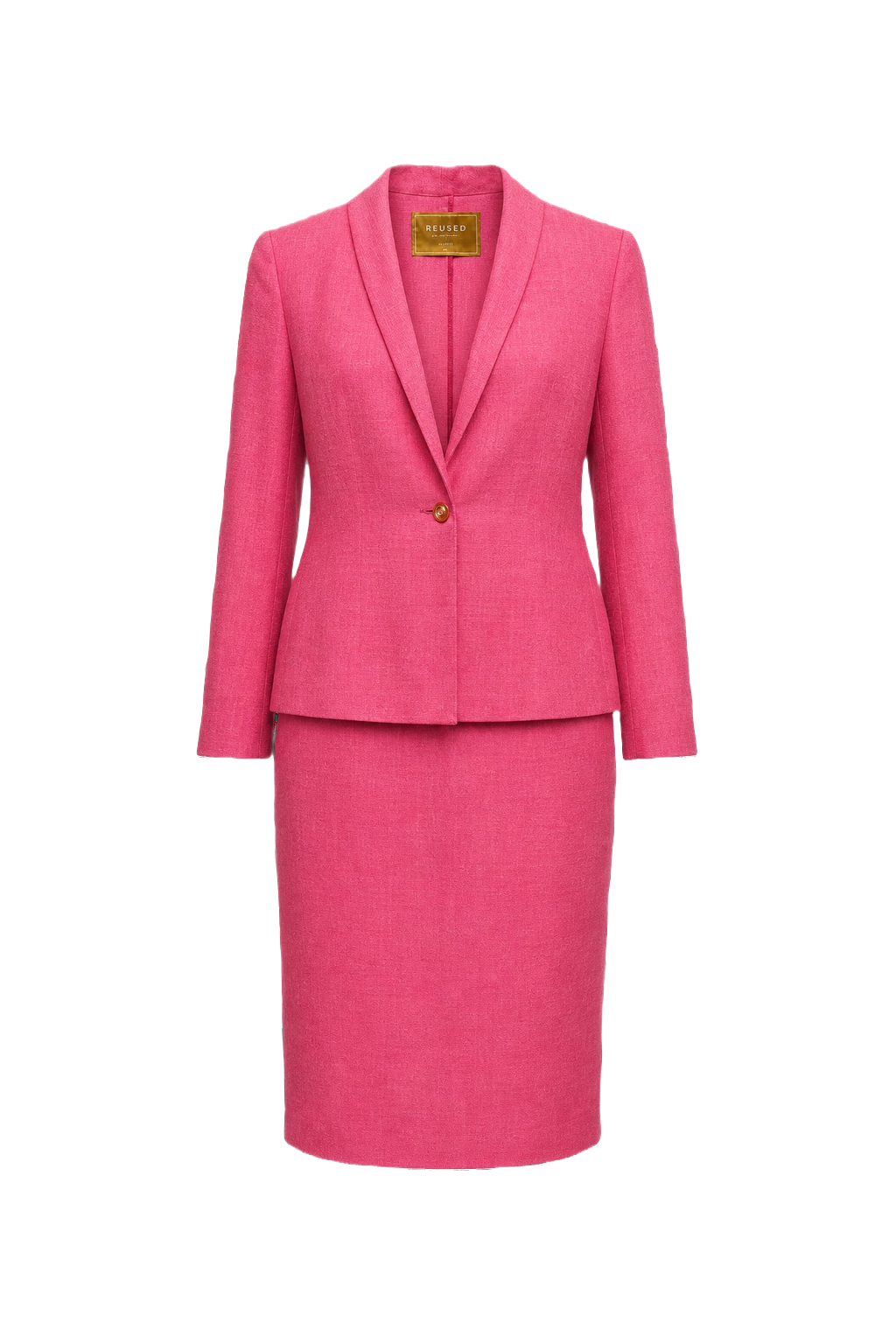 1980s Pink Wool Two-Piece Skirt Suit - Front View