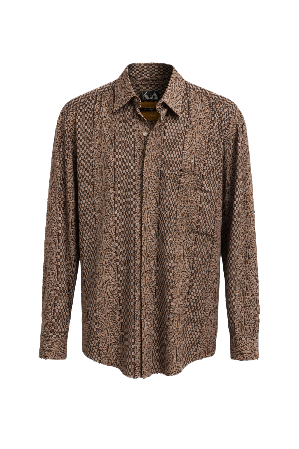 1980s Brown Cotton Shirt - Front View
