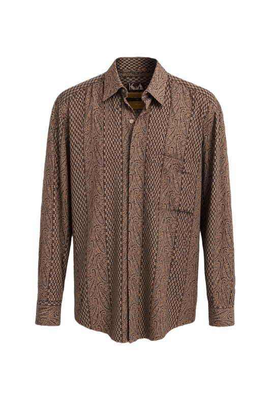 1980s Brown Cotton Shirt - Front View
