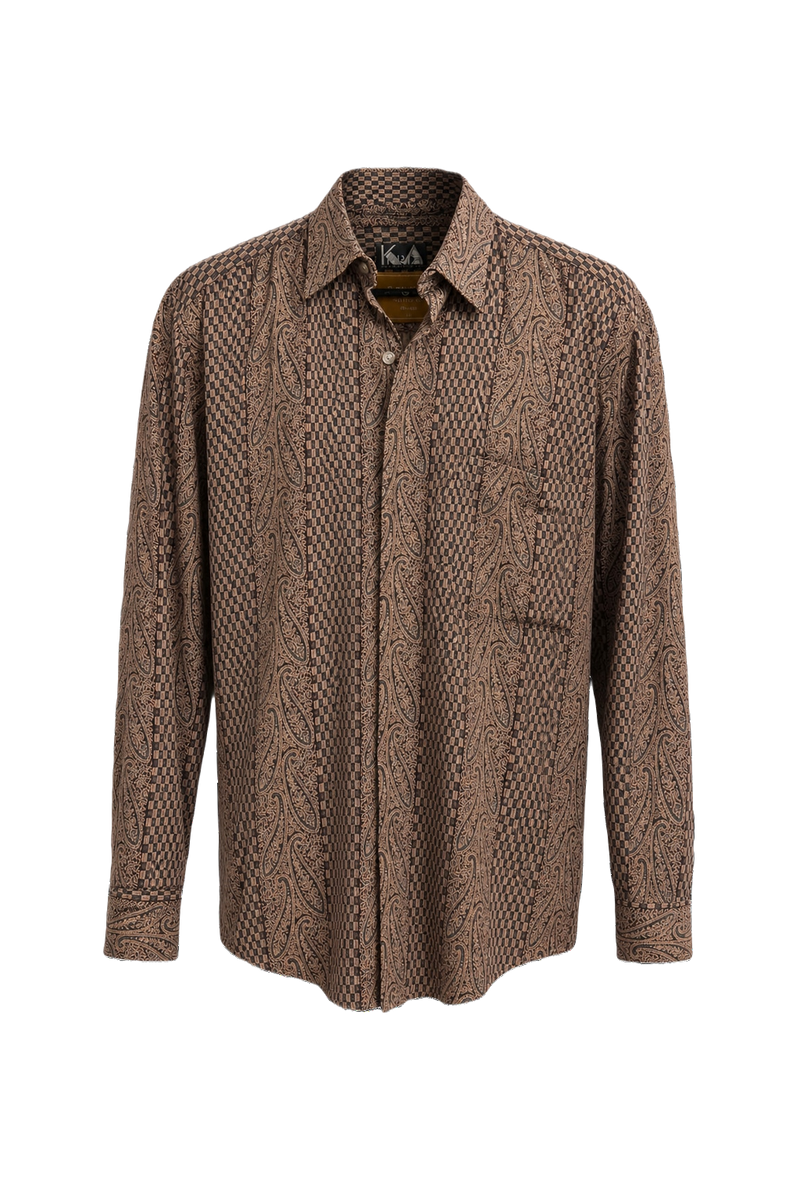 1980s Brown Cotton Shirt - Front View