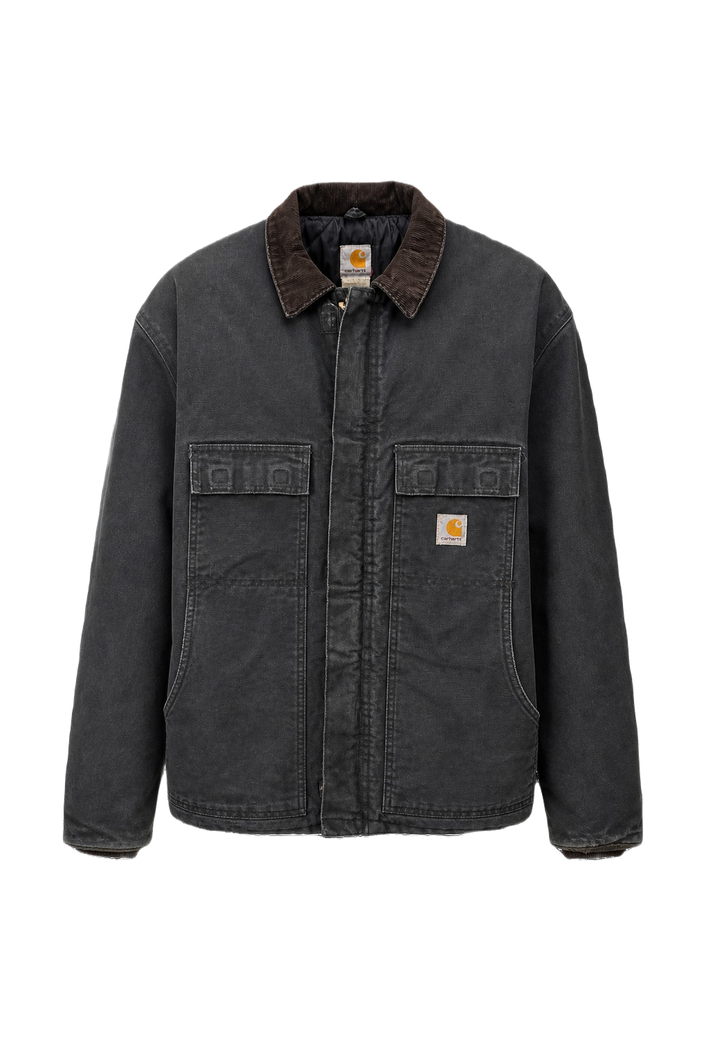 1990s Charcoal Grey Cotton Jacket - Front View