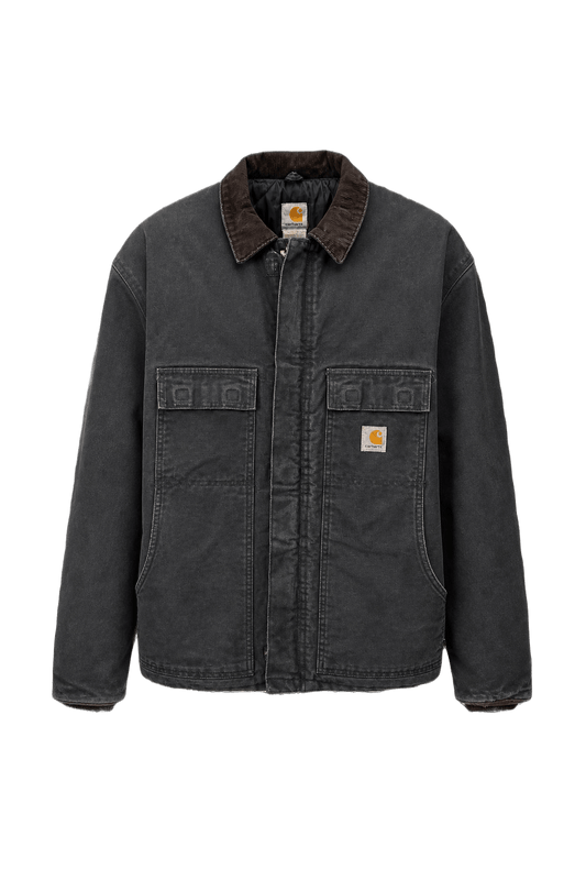 1990s Charcoal Grey Cotton Jacket - Front View