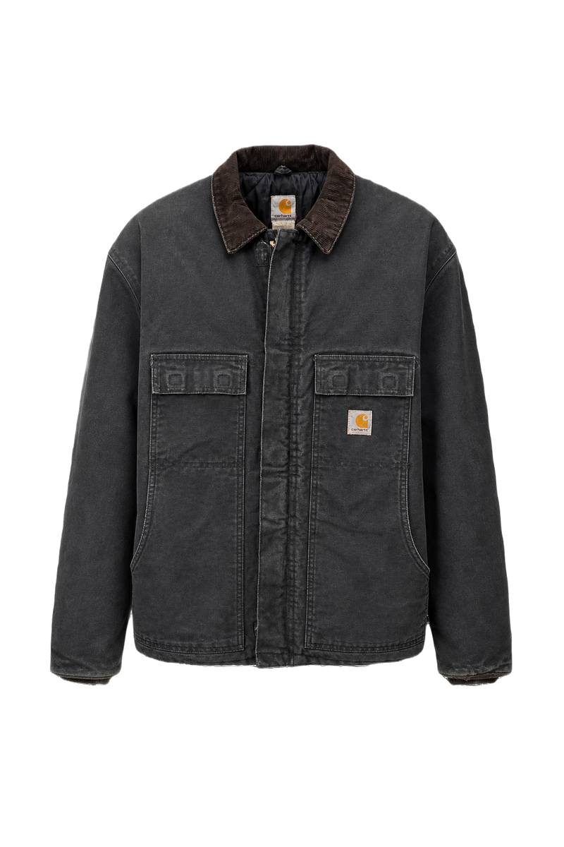 1990s Charcoal Grey Cotton Jacket - Front View