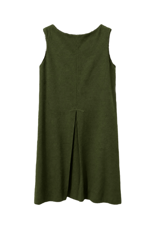 1960s Green Wool Shift Dress - Front View