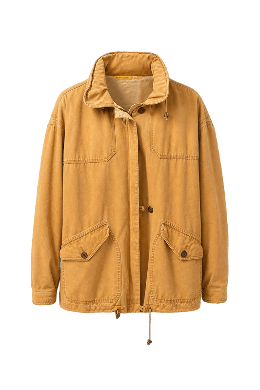 1980s Tan Cotton Jacket - Front View