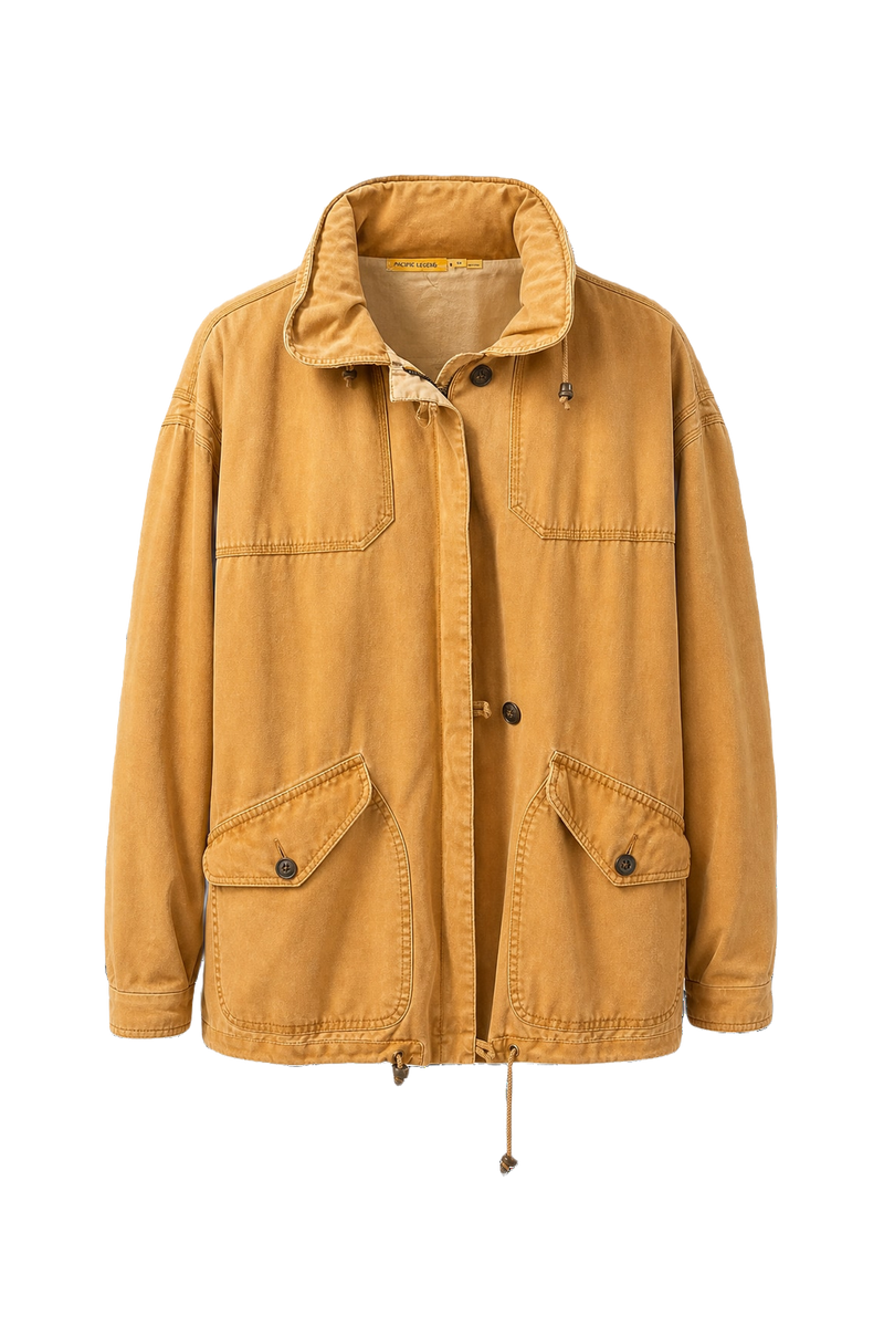 1980s Tan Cotton Jacket - Front View