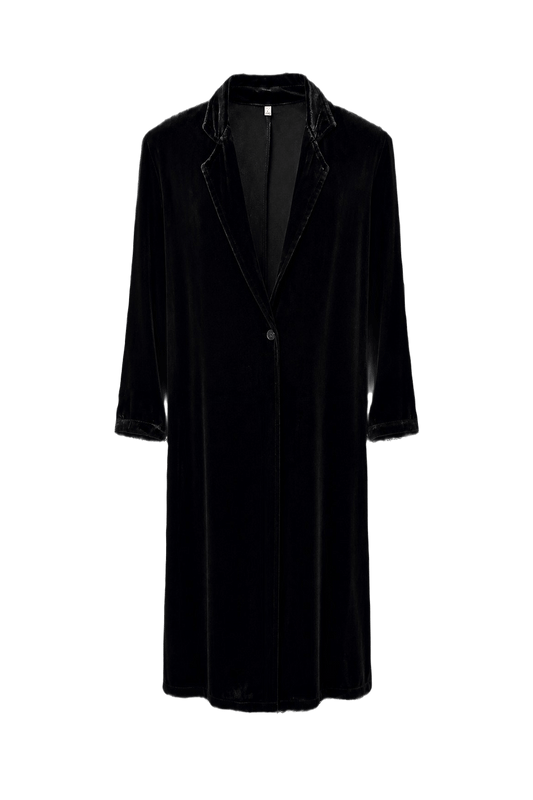 1990s Black Velvet Coat - Front View