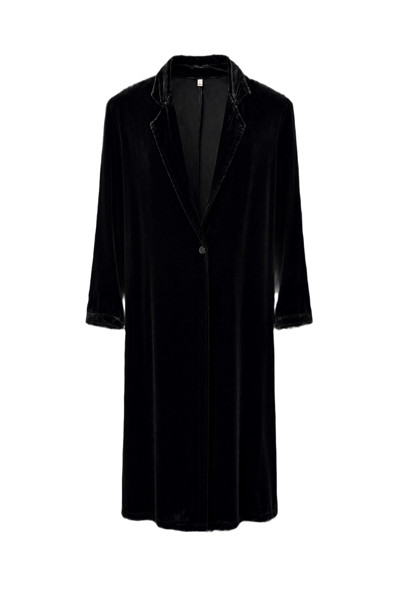 1990s Black Velvet Coat - Front View