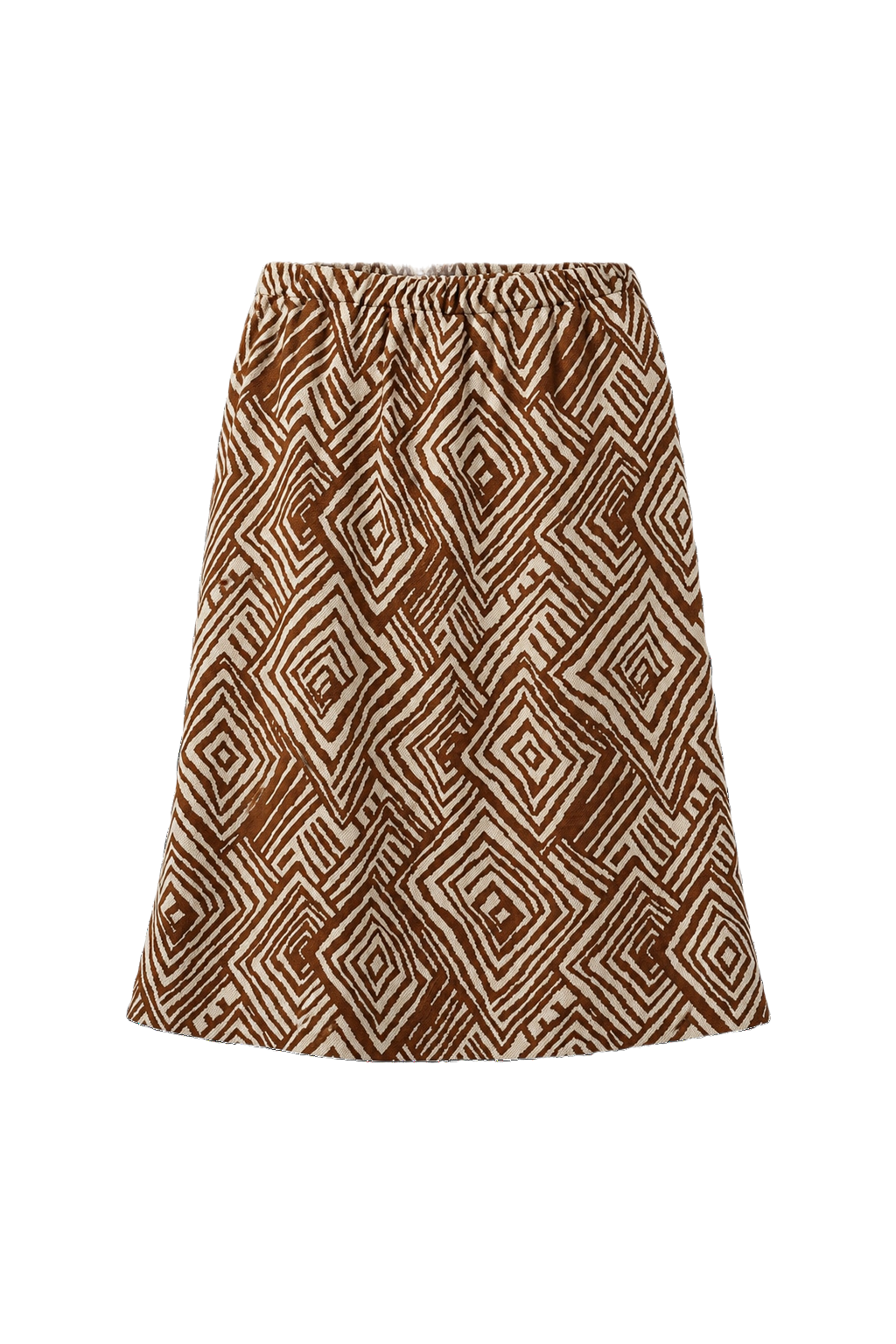 1970s Brown Cotton Skirt - Front View