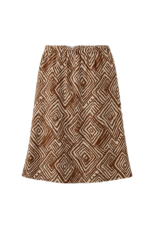 1970s Brown Cotton Skirt - Front View