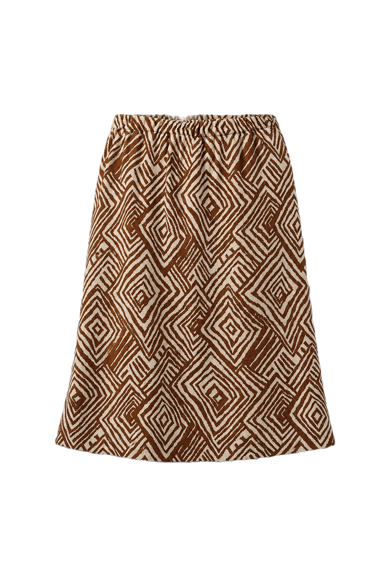 1970s Brown Cotton Skirt - Front View