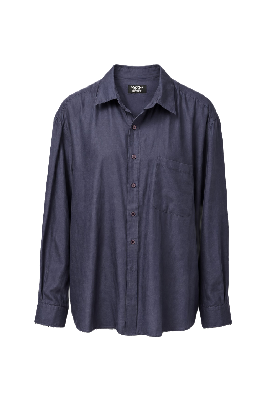 1980s Navy Blue Cotton Shirt - Front View