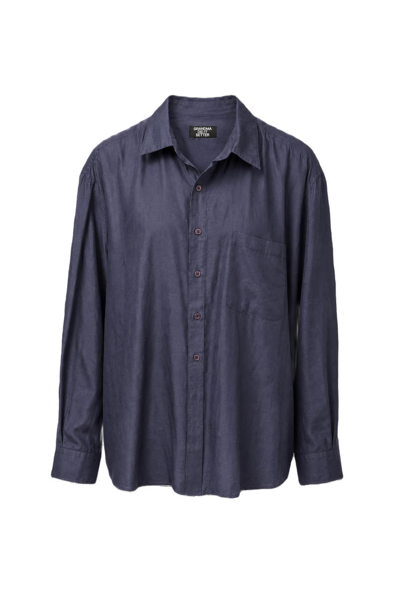 1980s Navy Blue Cotton Shirt - Front View