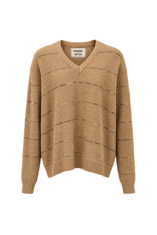 1980s Beige Cotton Sweater - Front View