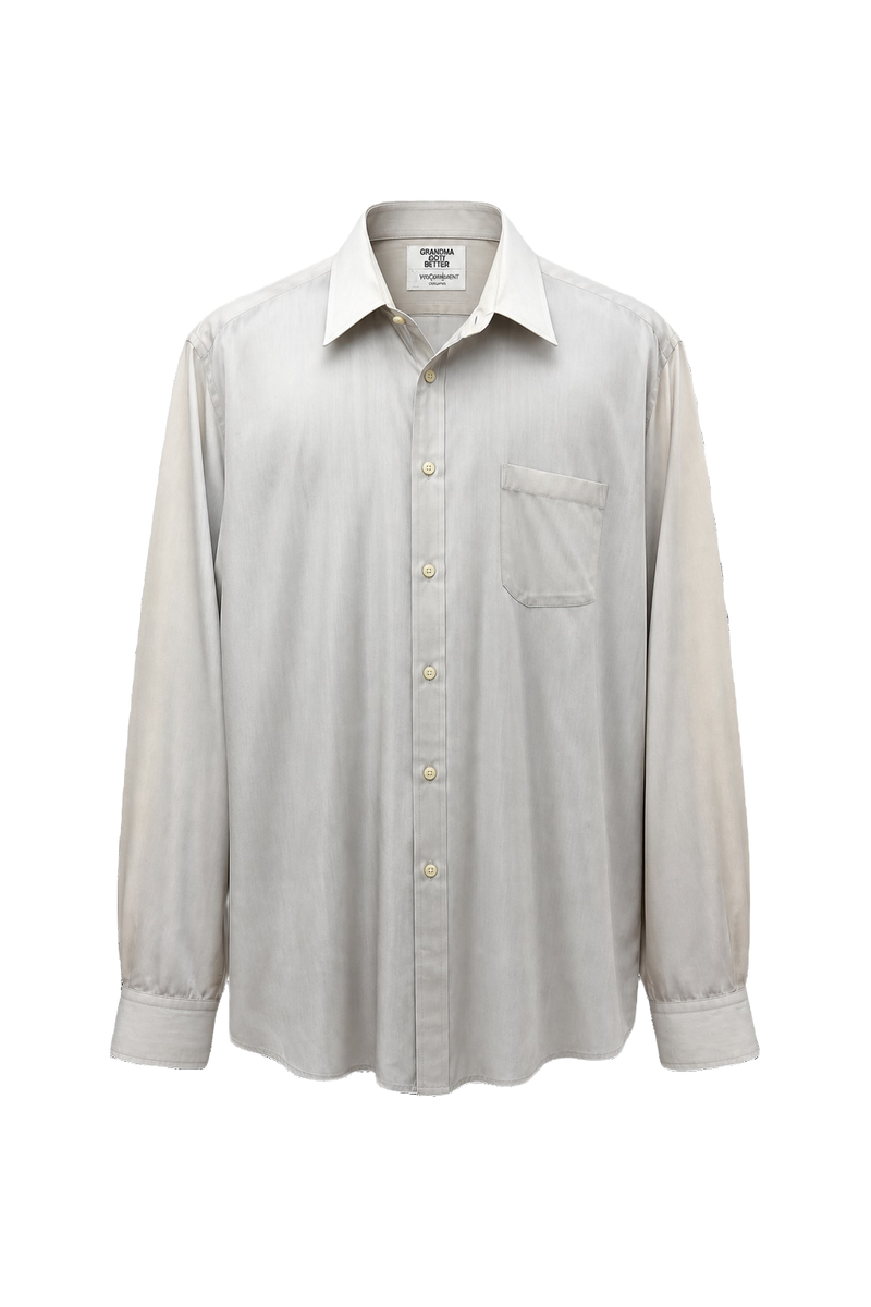 1980s Cream White Cotton Shirt - Front View