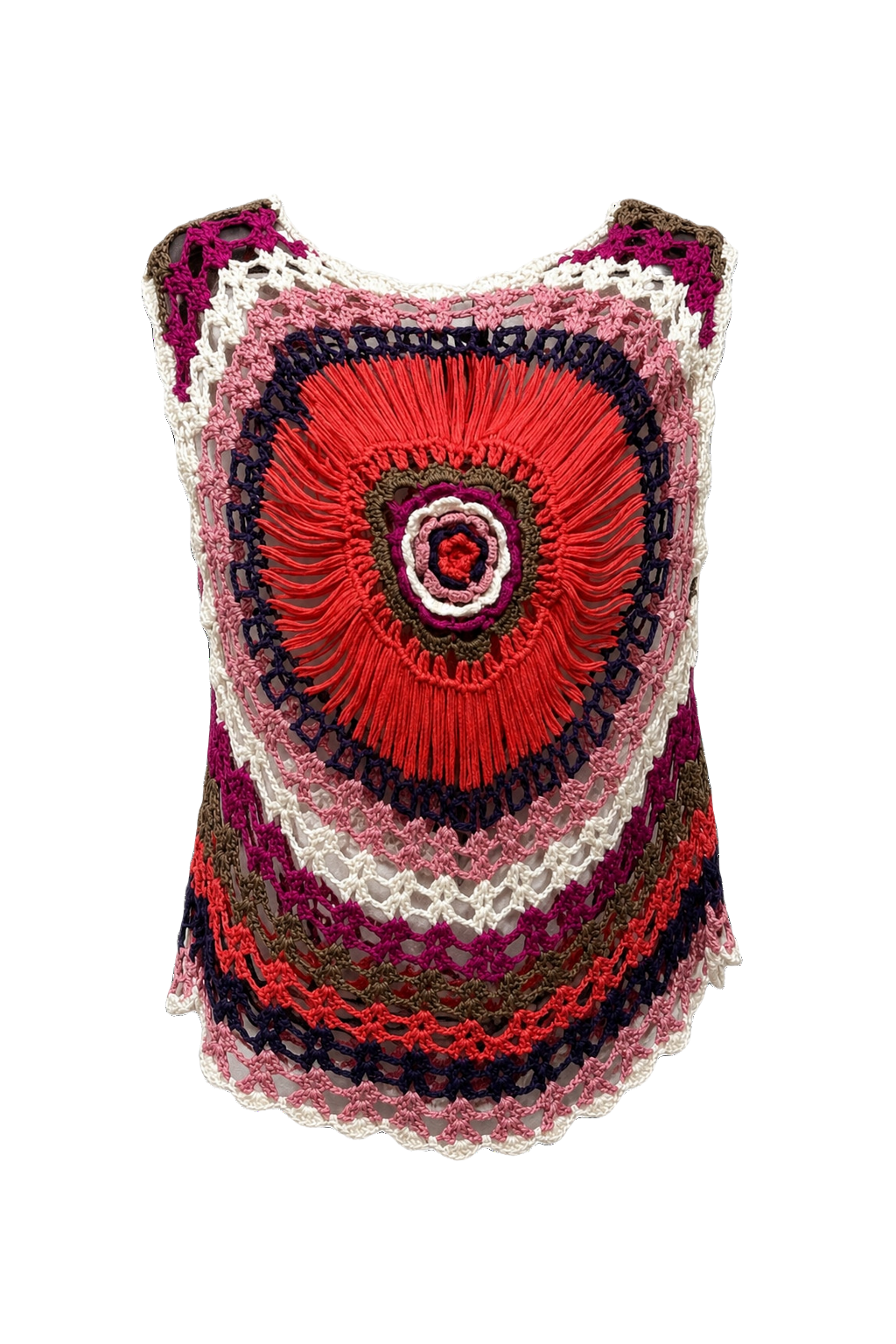 1970s Red Cotton Sleeveless Top - Front View