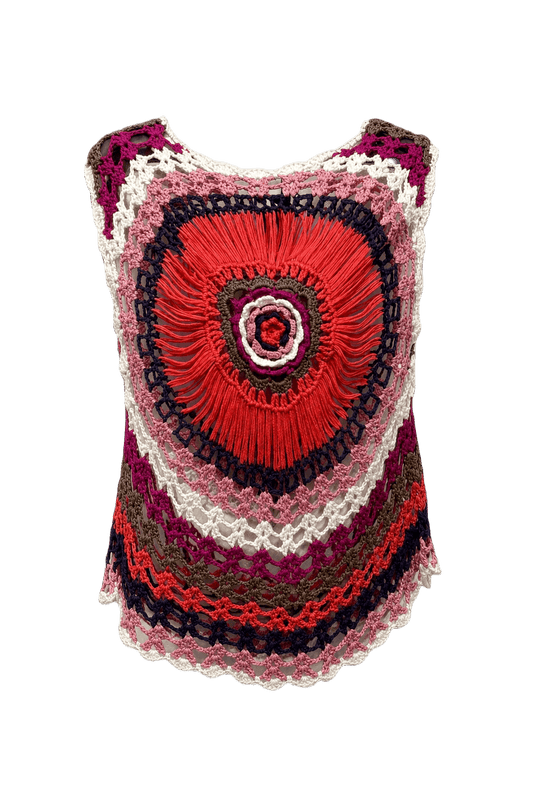 1970s Red Cotton Sleeveless Top - Front View