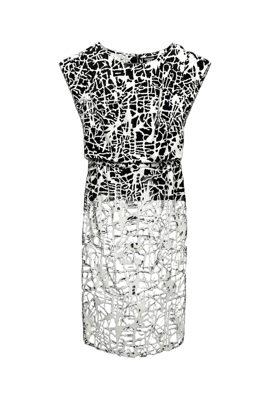 1960s Black Synthetic Dress - Front View