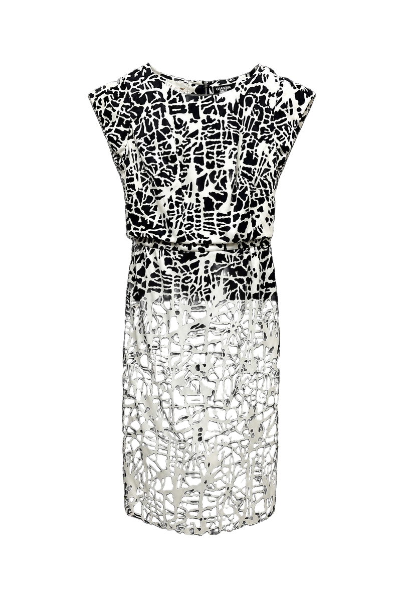1960s Black Synthetic Dress - Front View