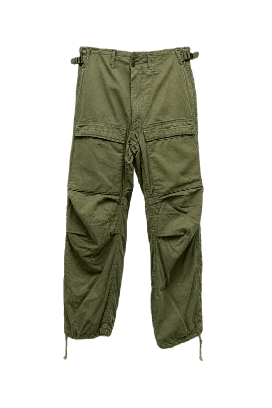 1970s Olive Green Cotton Trousers - Front View