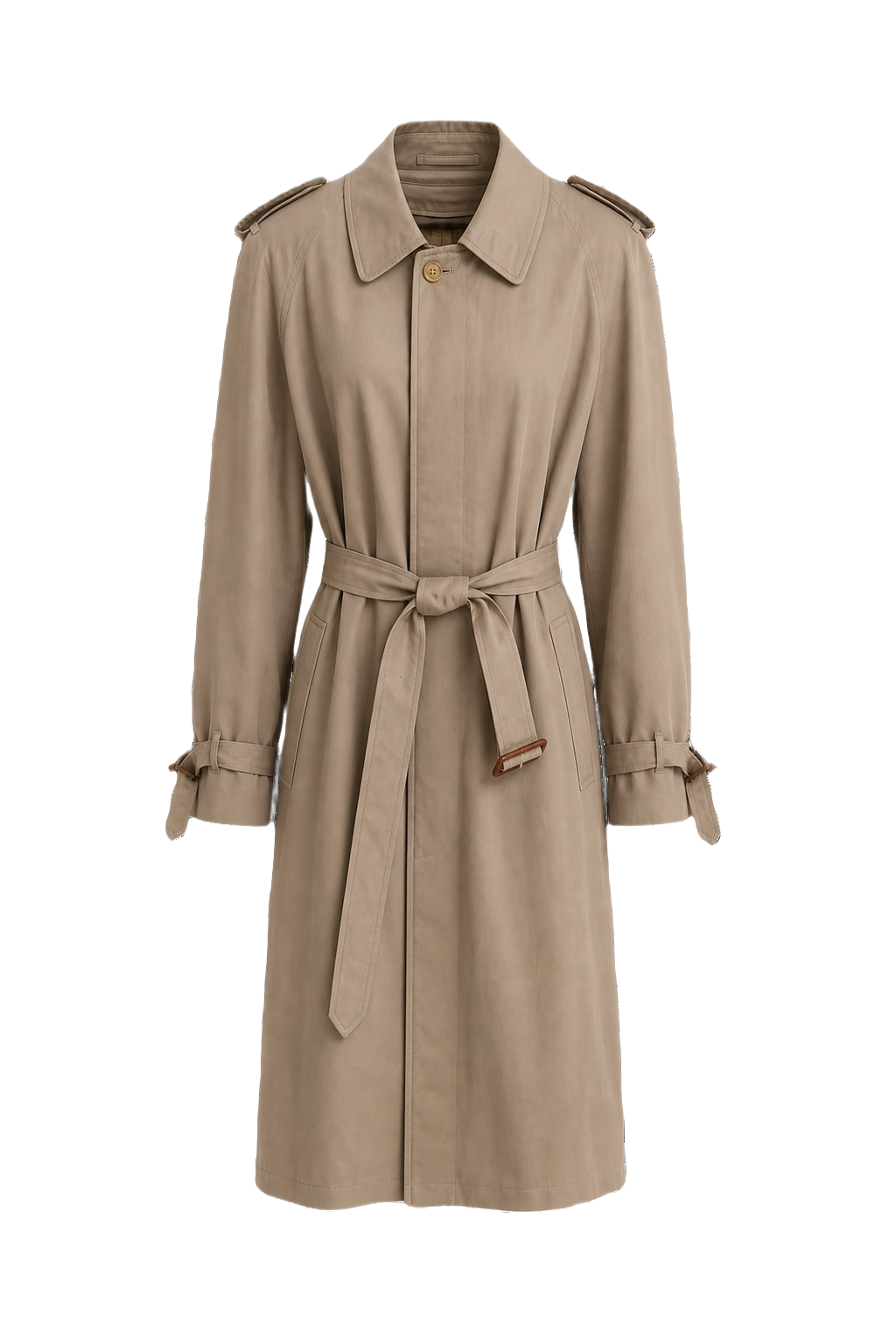 1980s Tan Cotton Trench Coat - Front View