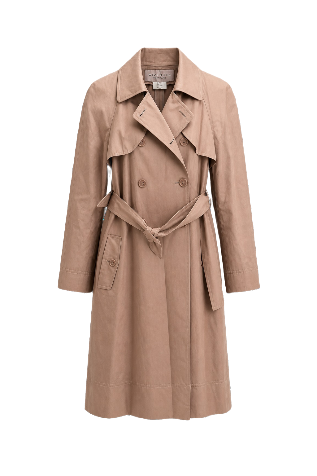 1990s Beige Cotton Blend Trench Coat - Front View